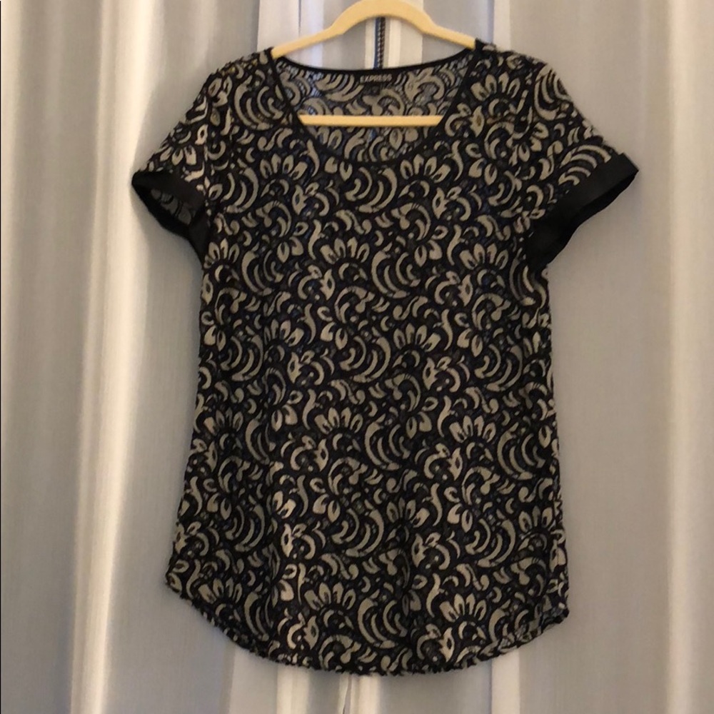 Black and white Lace Top